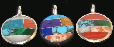 Zuni inspired inlaid stone pendants