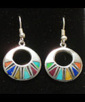 Multicolor Round Inlaid Stone Earrings