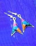 Turquoise & Pink Zuni Inspired Arrow Earrings