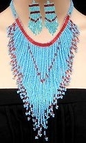 Turquoise beaded arrow necklace and earrings set