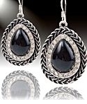 Black Onyx and Diamond CZ Earrings