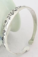 Etched Flowers Silver Cuff Bracelet