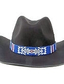 Dark Blue & White  Hand Beaded Hat Band or Belt