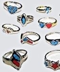 Dozen Ladies Turquoise & Coral Ring Assortment