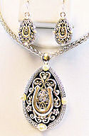 Silver & Pearls Horseshoe Earrings & Necklace Set