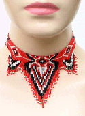 Red Seeing Eye Delux Seed Beaded Necklace