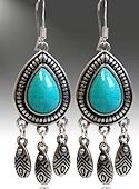 Antique Silver Turquoise Dangle Earrings 2