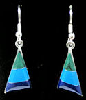Tri-Colored Inlaid Stone Triangle Earrings