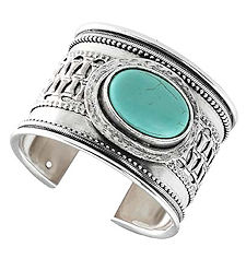 Burnished Silver Turquoise Cuff Bracelet