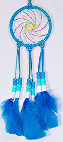 Beaded Turquoise 3" Spiral Dream Catcher Mirror Ornament