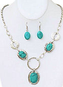 3 Stone Turquoise Necklace & Earrings Set