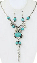 7 Stone Turquoise Necklace & Earrings Set