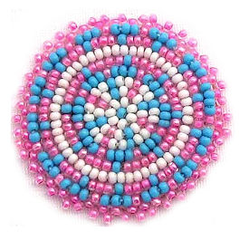 1.5" Pink, Blue and White Beaded Rosette