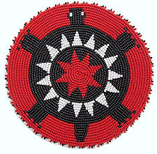 5" Black and Red Turtle Beaded patch