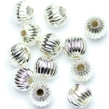 6mm Watermelon Silver Plated Beads