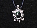 Turtle pendant with green marble center