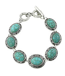7 Stone Turquoise Toggle Bracelet