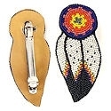 Large Shield and Feathers seed beaded barrette