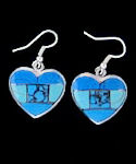 Turquoise Zuni Inspired Inlaid Heart Earrings