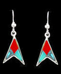 Turquoise & Coral Zuni Inspired Inlaid Stone Arrow Earrings