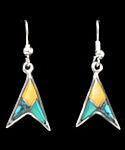 Yellow and Turquoise Inlaid Stone Arrow Earrings