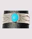 Navajo Sterling Silver Turquoise tooled wide band ring