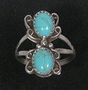 Turquoise Sterling Silver two stone ring