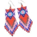 Native inspired, seed bead, butterfly design, dangle earrings