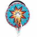 Turquoise blue fire pattern beaded ponytail holder