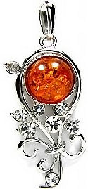 Amber and Cubic Zirconia Bouquet Pendant