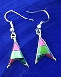 Pink, Green & Purple Stone Arrow Inlaid Earrings