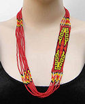 Beaded Red Desert Design Layered seed bead necklace