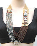 Layered Brown and Beige Beaded Yei Dancer necklace