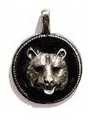 Bear head medallion pewter pendant
