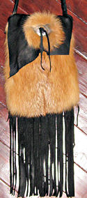 Black Buckskin Red Fox Concho Bag