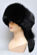 Black Fox Fur Hat with Tail
