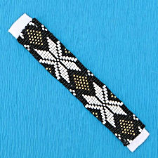 Black, Gold & White Butterfly Iron On Bead Strip, 1" x 5"