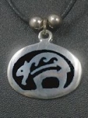 Black Zuni bear medallion pendant