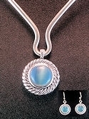 Blue Catseye pendant and earring set
