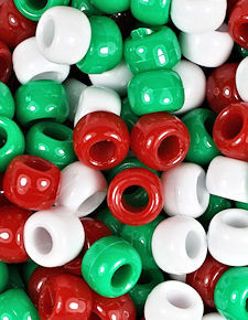 720 CHRISTMAS Mix Red, White & Green Pony Beads