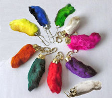 Dyed Rabbit Foot Keychain