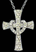 Cubic Zirconia Cross and Heart Necklace