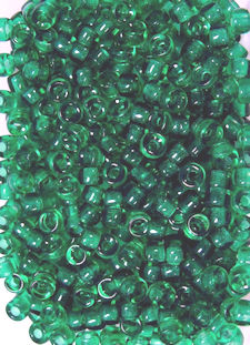 100 Dark Green Translucent Glass Crow Beads