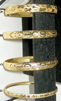 Diamond Cut Gold Plated Bangle Bracelets, Set of 4