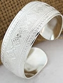 Floral Diamonds Silver Cuff Bracelet