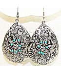 Antique Silver Floral Turquoise Fashion Earrings