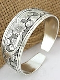 Squash Blossom Silver Cuff Bracelet