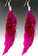 Fuschia Hot Pink Feather Earrings