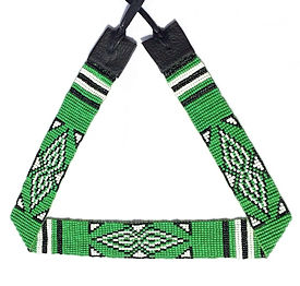 Green Geometric Beaded Hatband or Belt