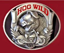Hog Wild MOTORCYCLE Pig Belt Buckle